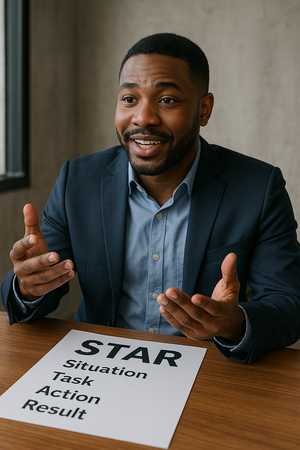 STAR interview method illustration showing structured storytelling