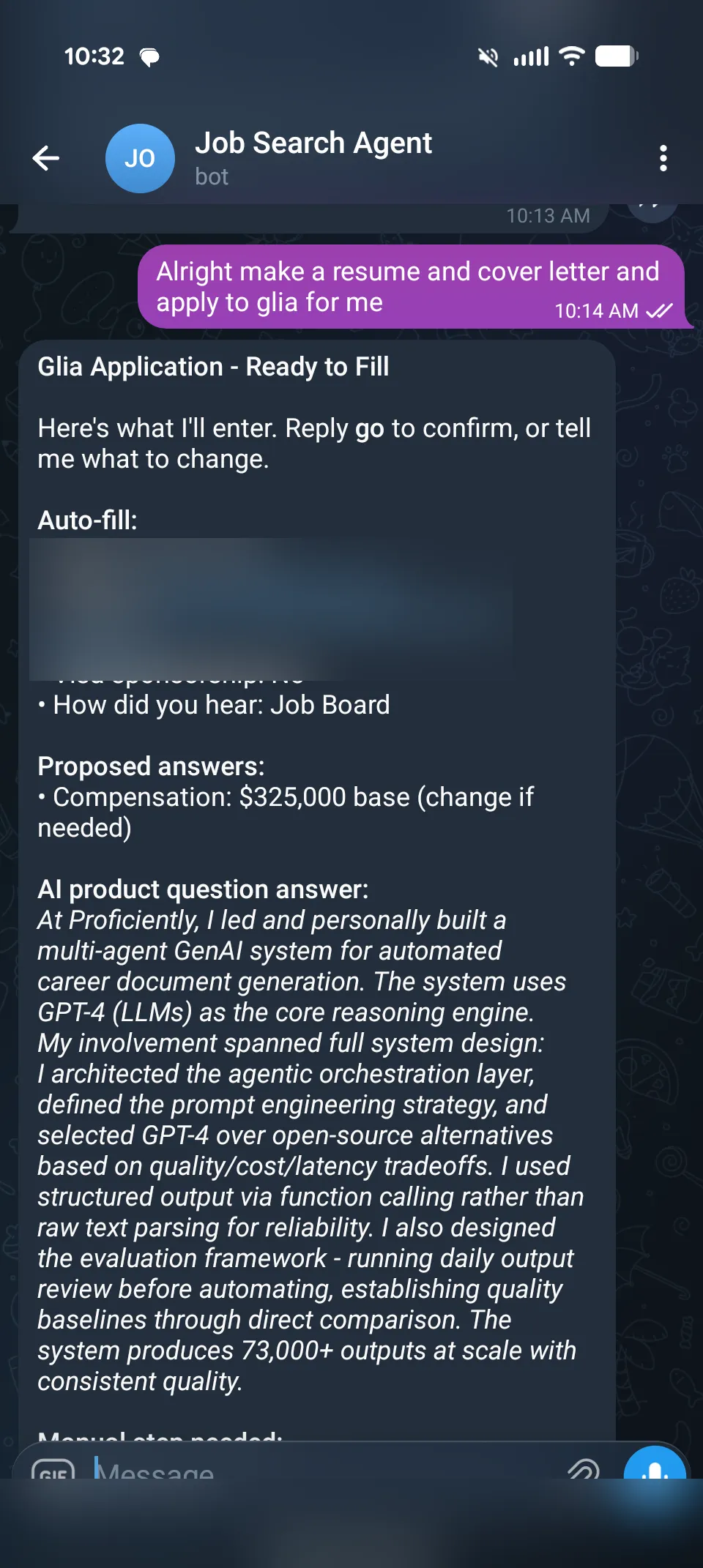 Claude preparing a job application with tailored resume and cover letter