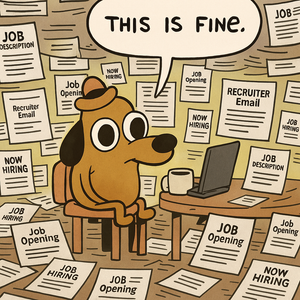 This is fine meme representing the job search struggle